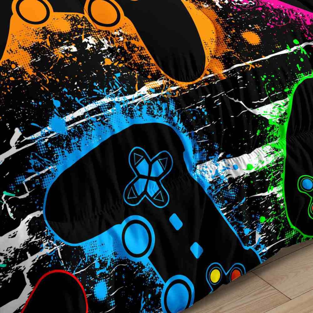 Neon Controllers Grunge Gamer Comforter Set | CozyLil
