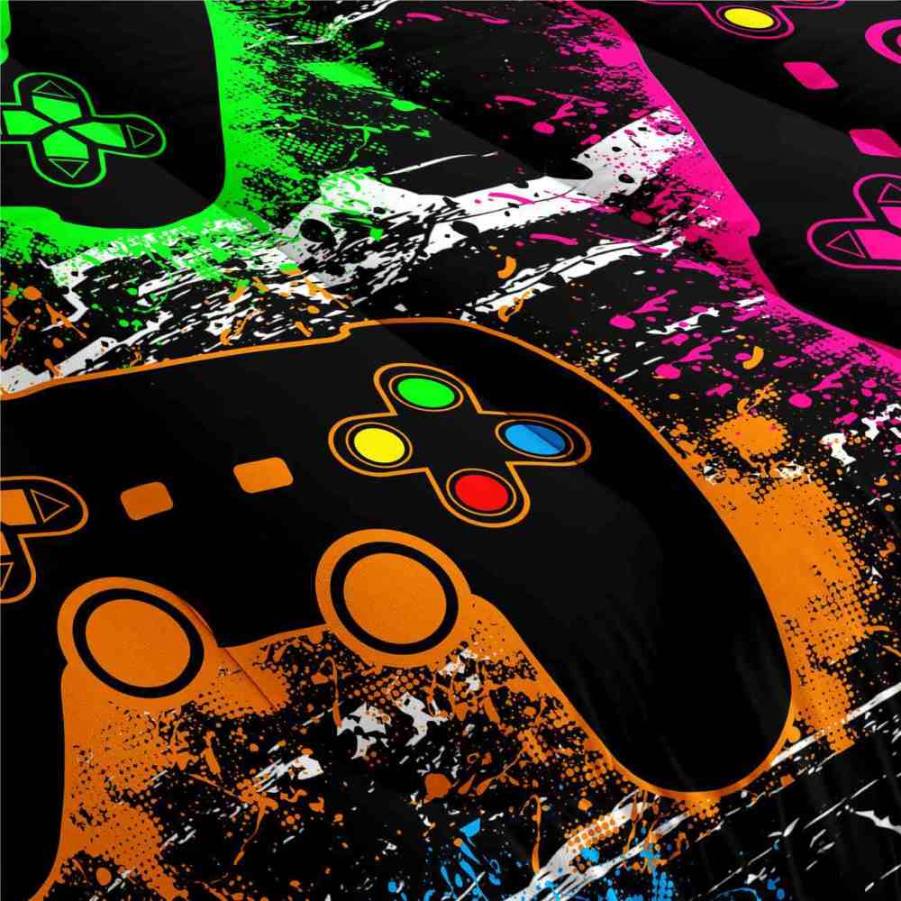 Neon Controllers Grunge Gamer Comforter Set | CozyLil