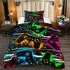 Neon Controllers Grunge Gamer Comforter Set | CozyLil
