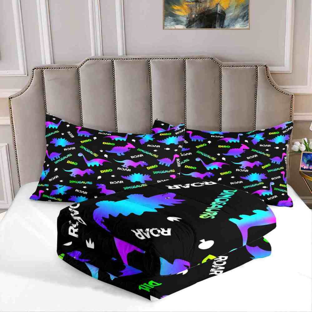 Neon Glowing Dinosaur Kids Comforter Set | CozyLil
