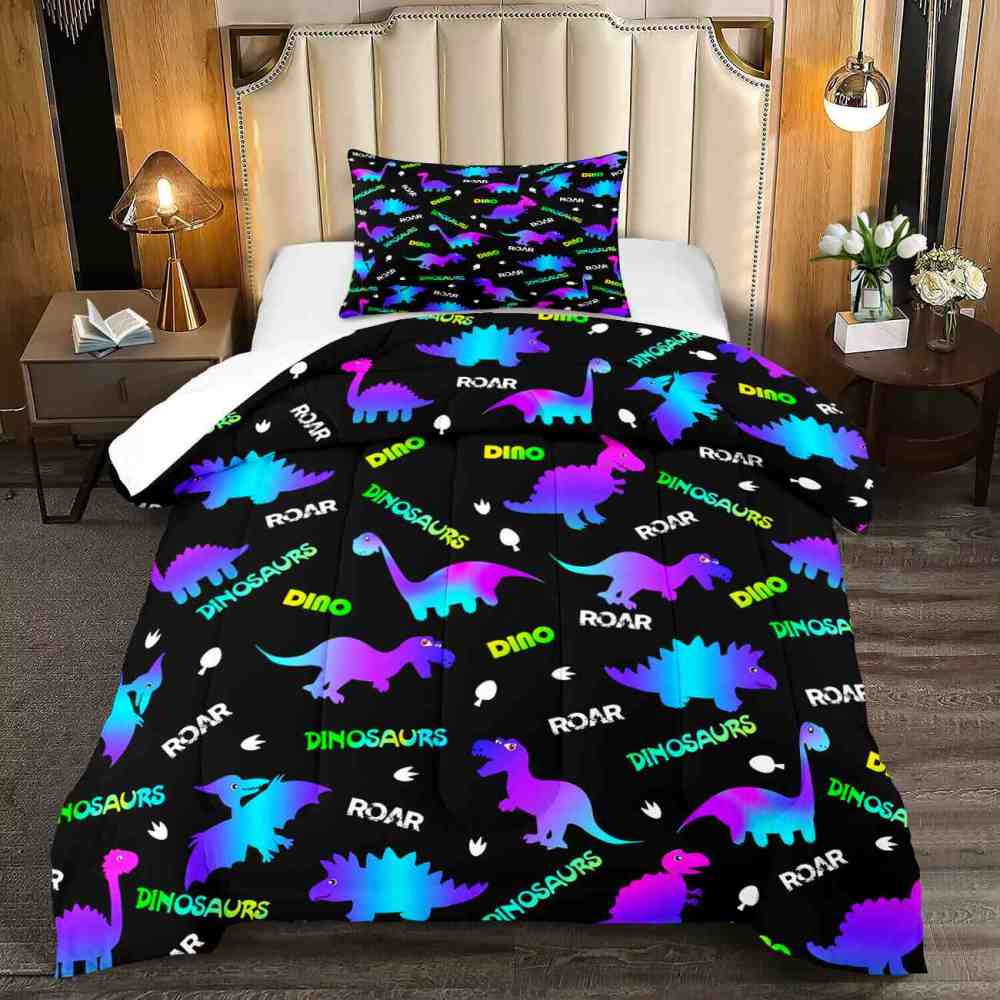 Neon Glowing Dinosaur Kids Comforter Set | CozyLil