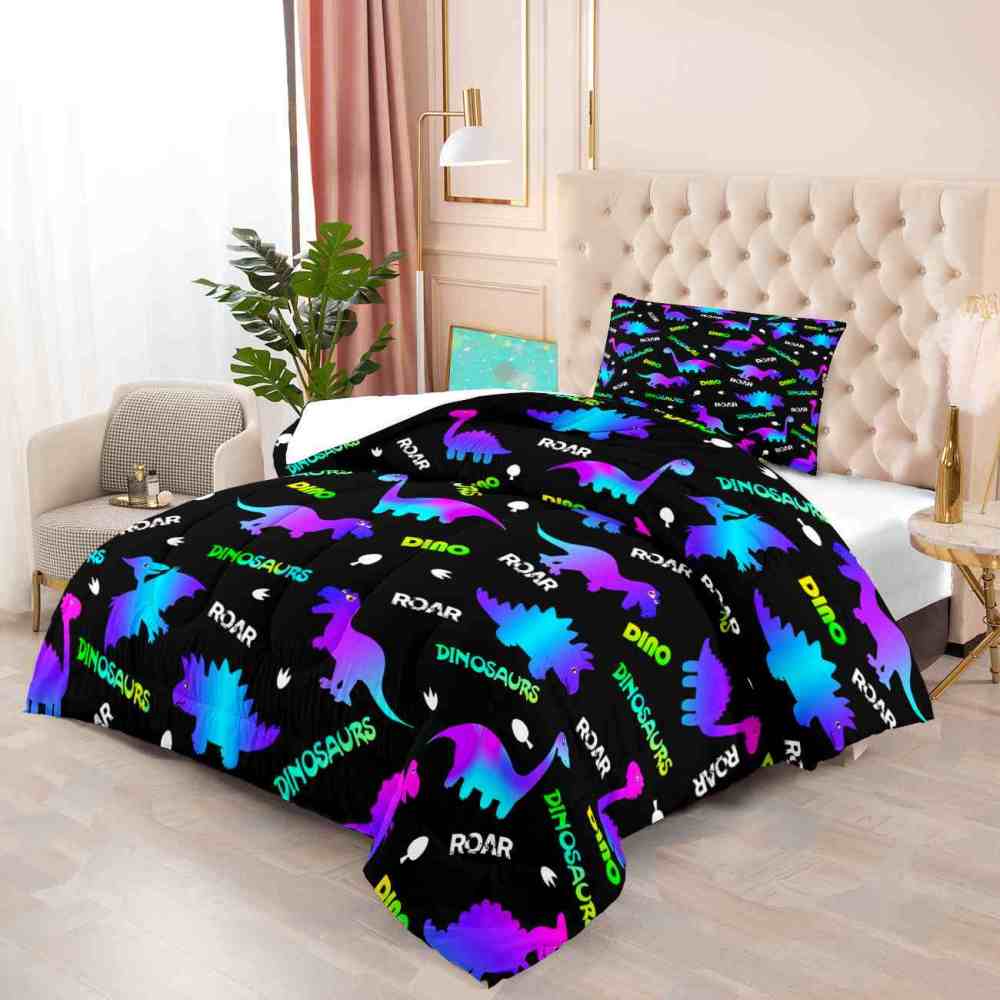 Neon Glowing Dinosaur Kids Comforter Set | CozyLil