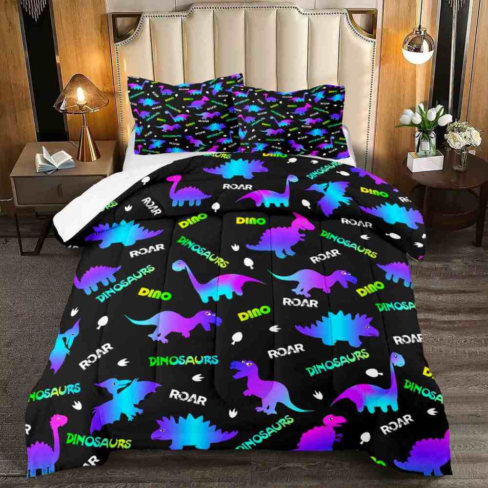 Neon Glowing Dinosaur Kids Comforter Set | CozyLil