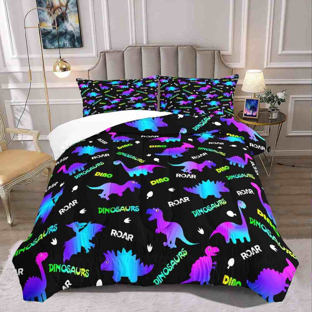 Neon Glowing Dinosaur Kids Comforter Set | CozyLil