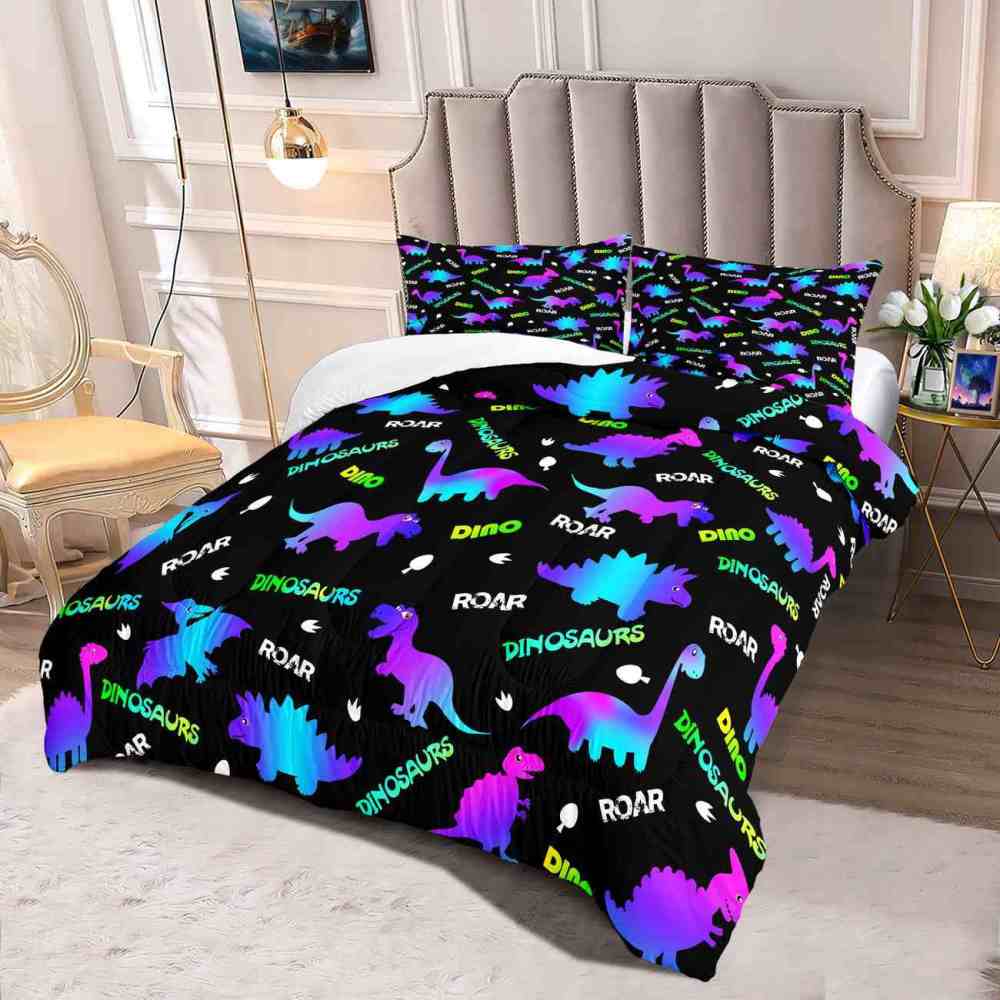 Neon Glowing Dinosaur Kids Comforter Set | CozyLil
