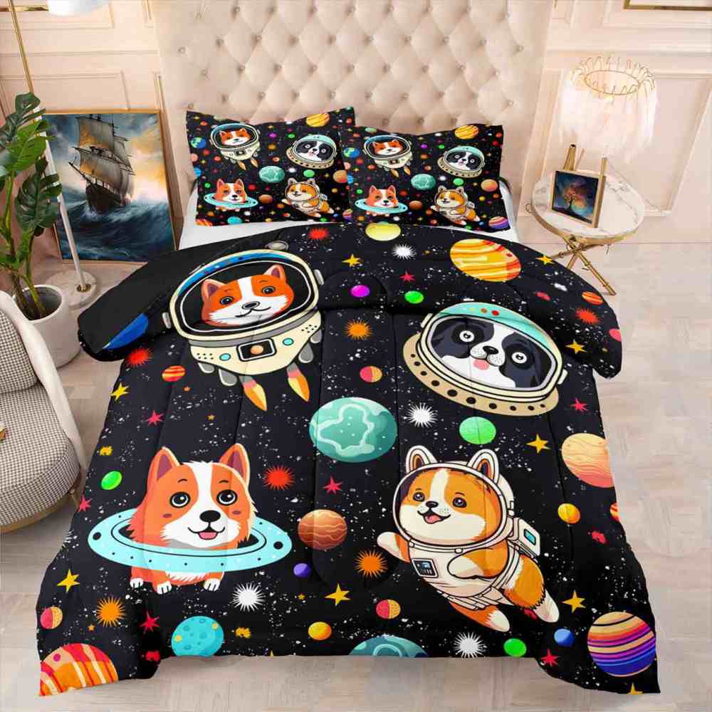 Space Astronaut Puppy Kids Comforter Set | CozyLil