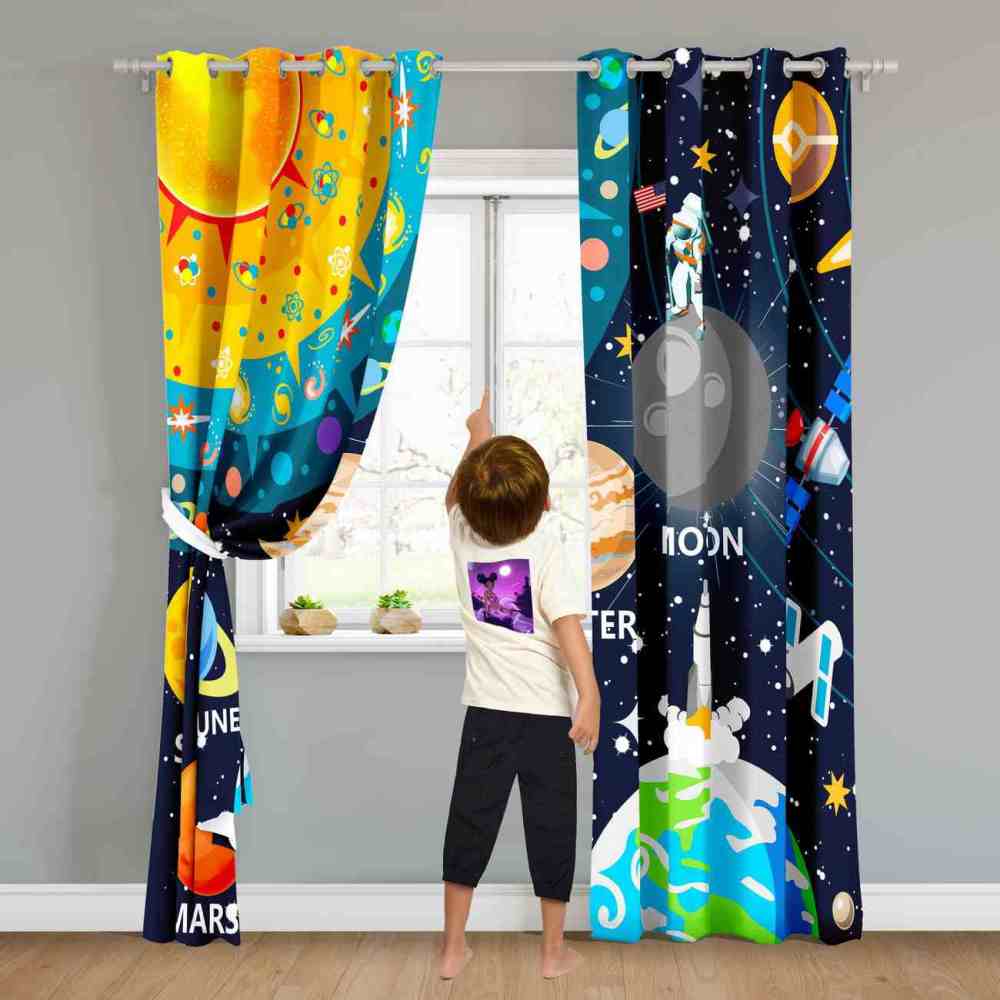 Outer Space Solar System Planets Kids Curtains | CozyLil