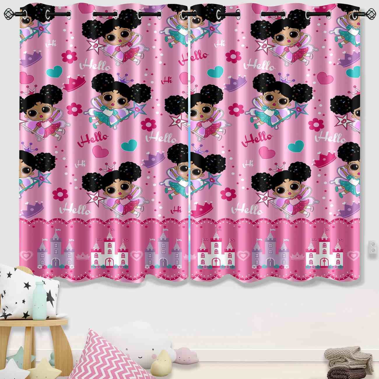Cute Magic Princess & Fairy Castle Grommet Curtains | CozyLil