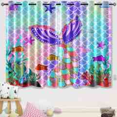 Magical Mermaid Tail Ocean Scale Window Curtains | CozyLil