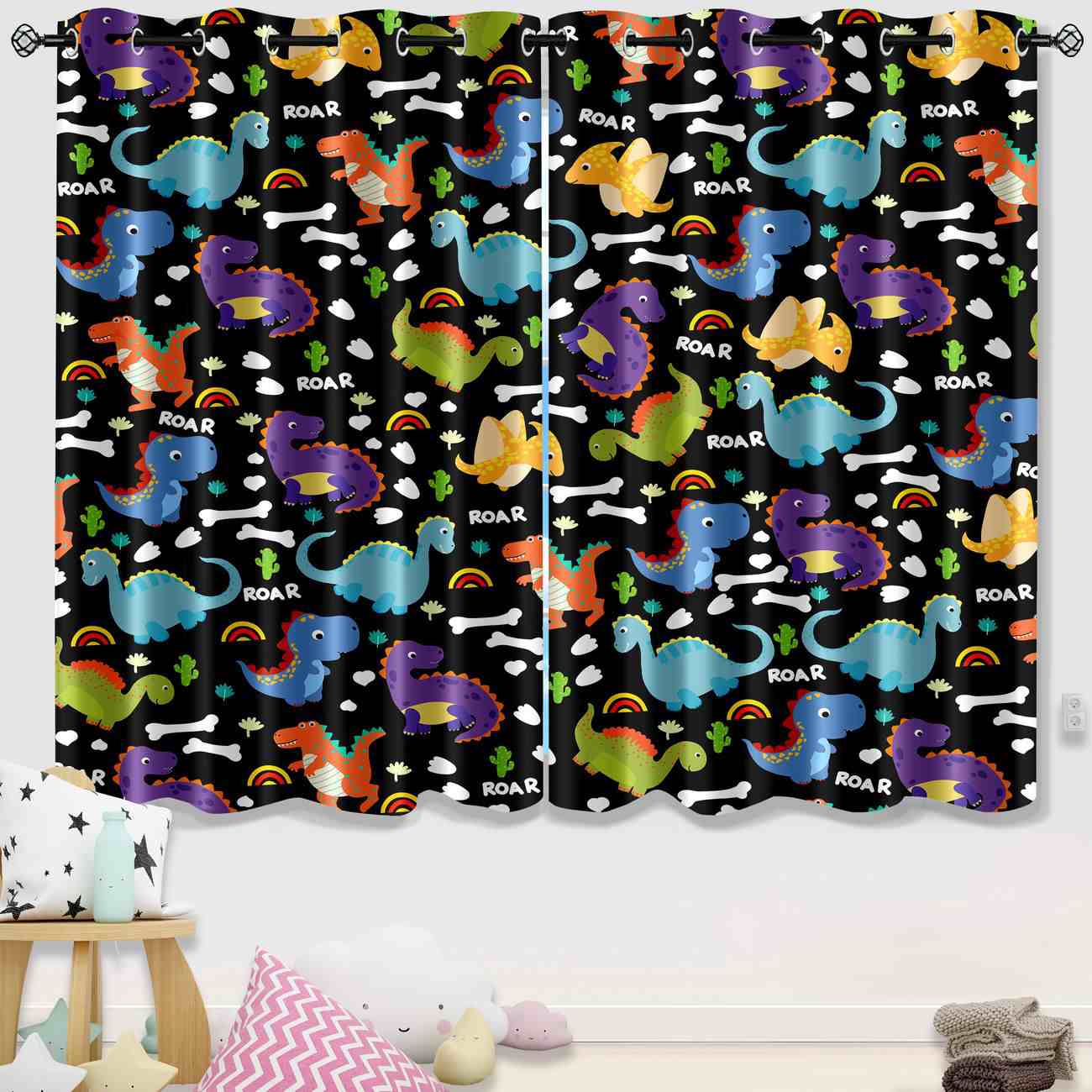 Roaring Prehistoric Dinosaur World Blackout Curtains | CozyLil