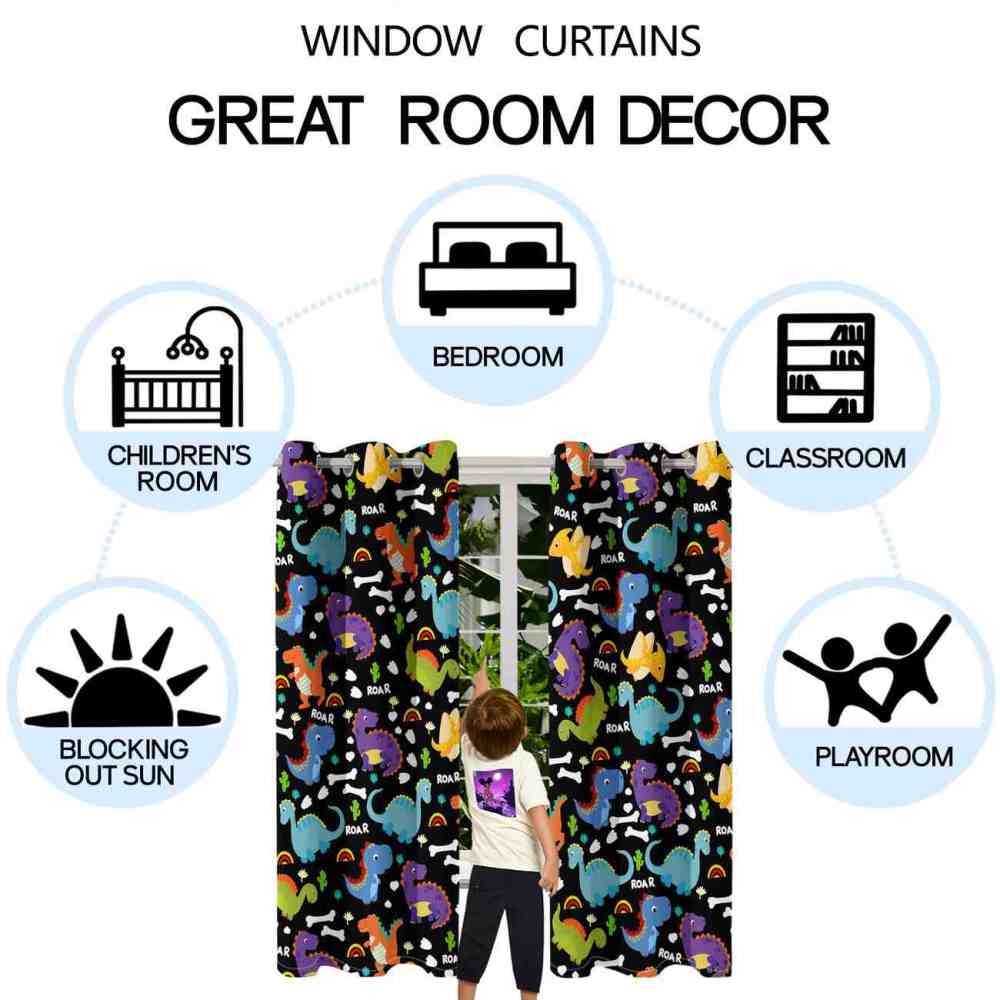 Roaring Prehistoric Dinosaur World Blackout Curtains | CozyLil