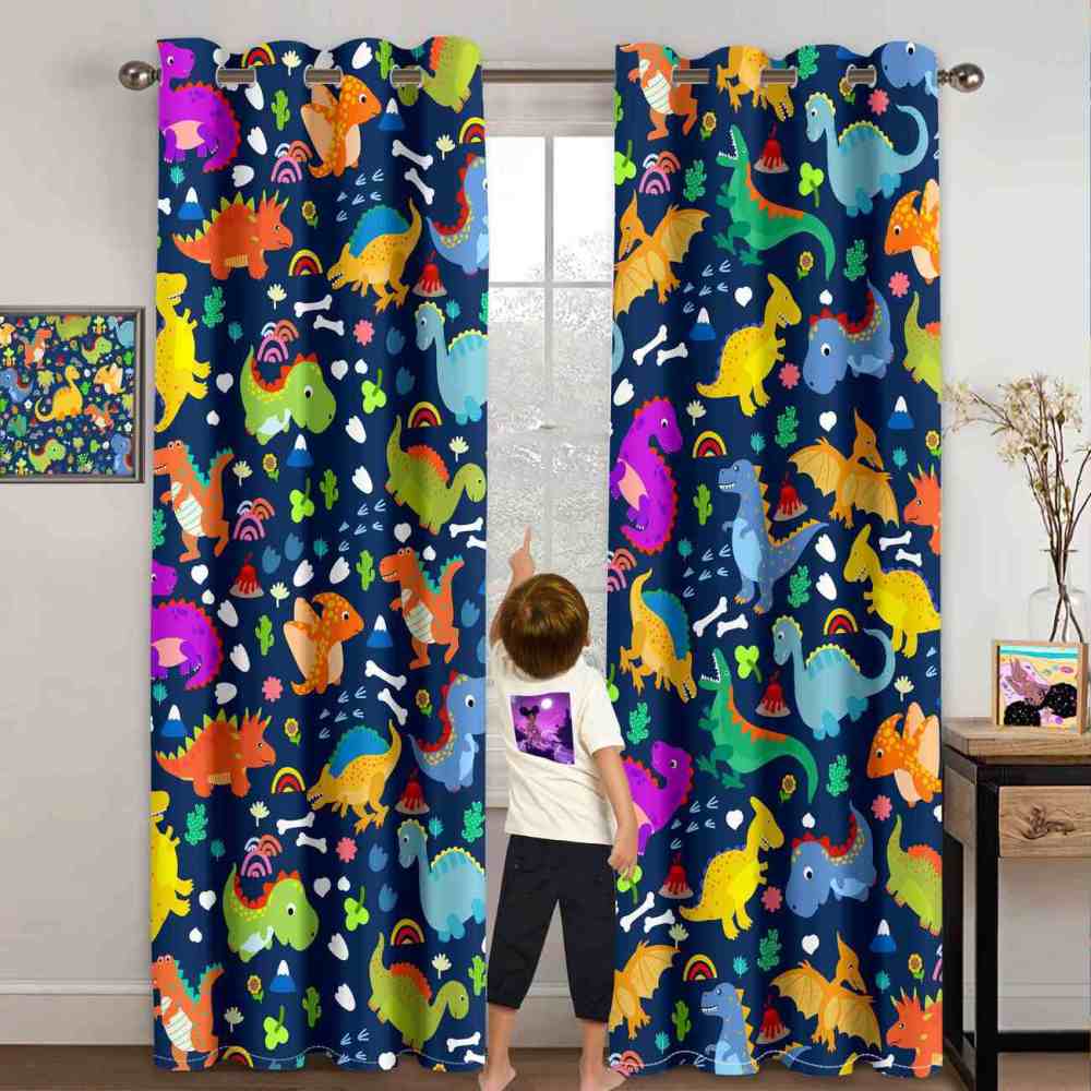 Ancient Reptile Volcano Adventure Room Curtains | CozyLil
