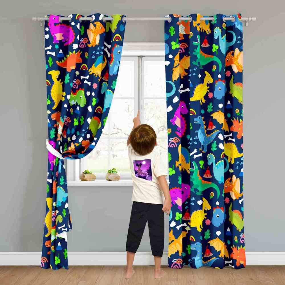Ancient Reptile Volcano Adventure Room Curtains | CozyLil
