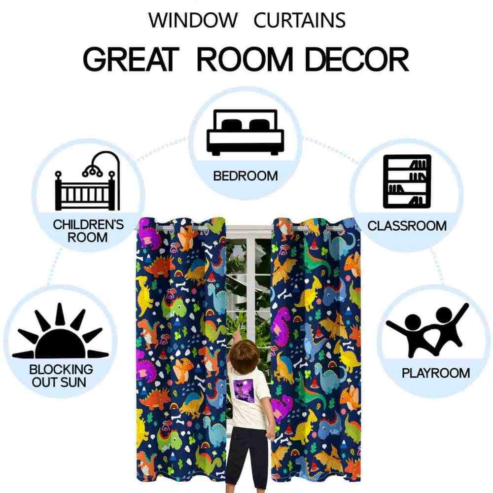 Ancient Reptile Volcano Adventure Room Curtains | CozyLil