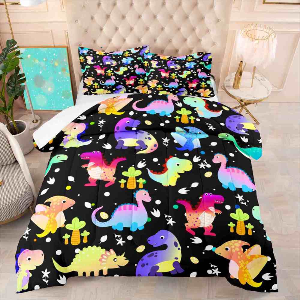 Cute Watercolor Dinosaur Toddler Comforter Set | CozyLil