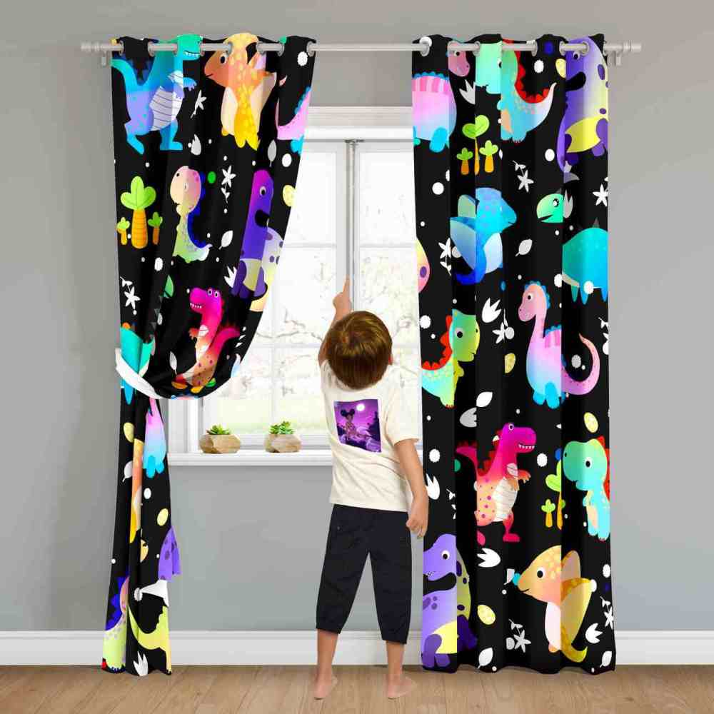 Colorful Cute Cartoon Dinosaur Nursery Curtains | CozyLil