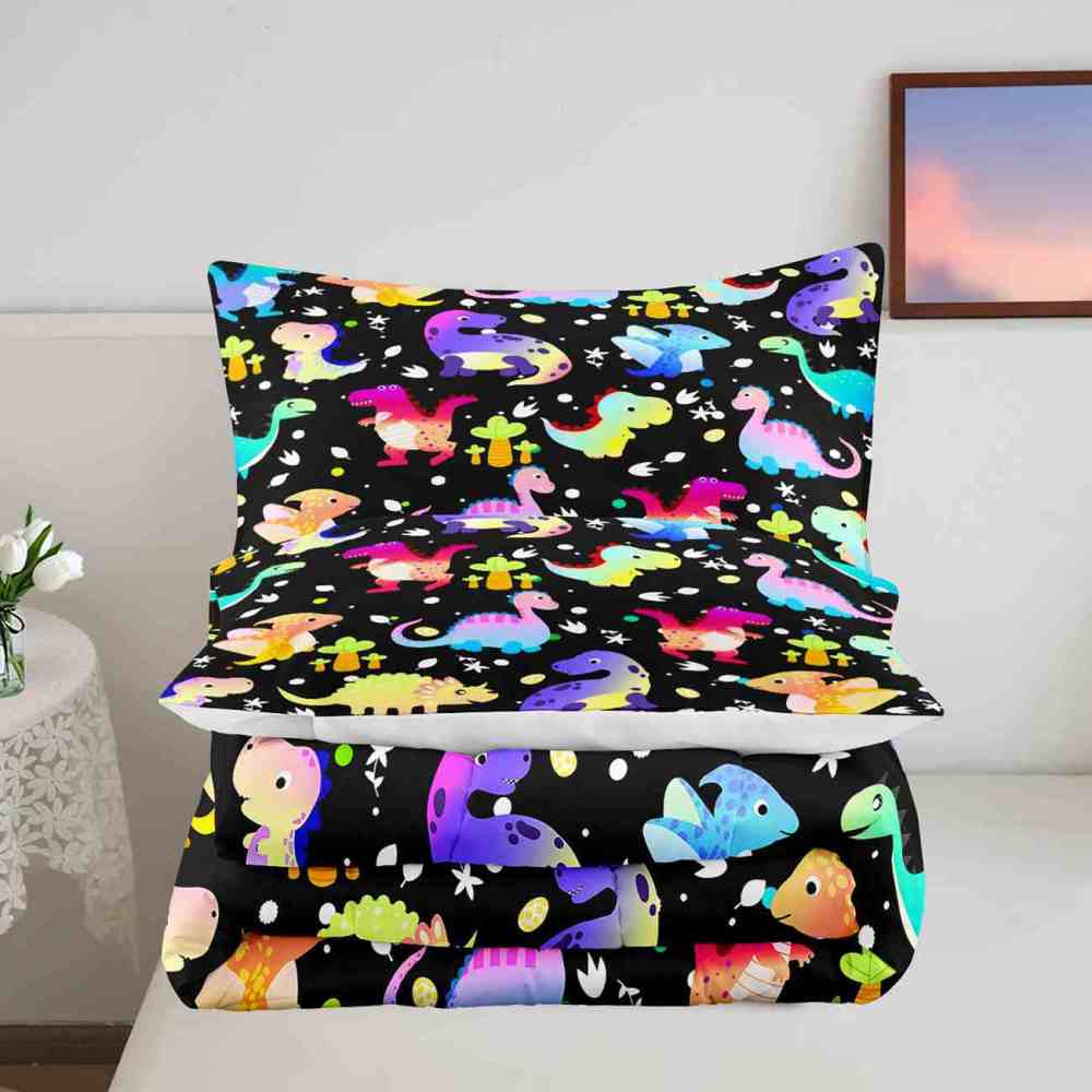 Cute Watercolor Dinosaur Toddler Comforter Set | CozyLil