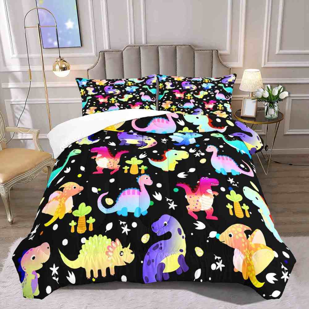 Cute Watercolor Dinosaur Toddler Comforter Set | CozyLil