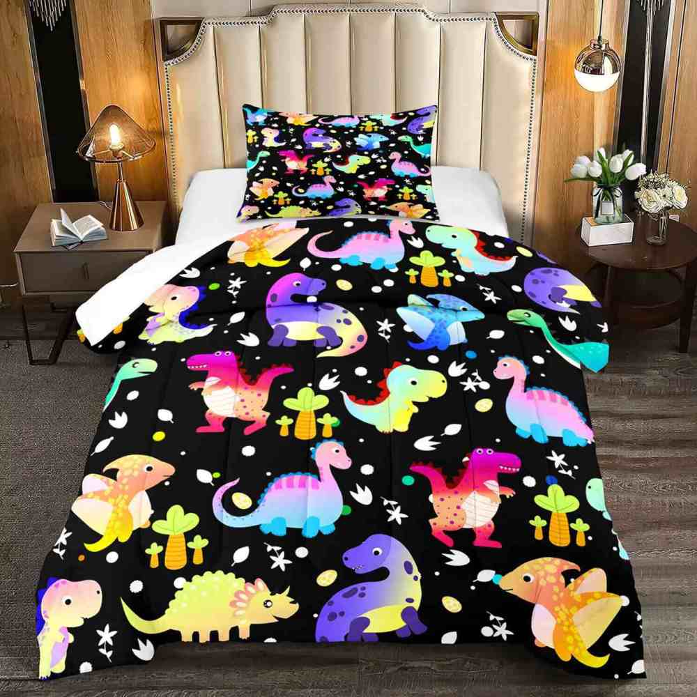 Cute Watercolor Dinosaur Toddler Comforter Set | CozyLil