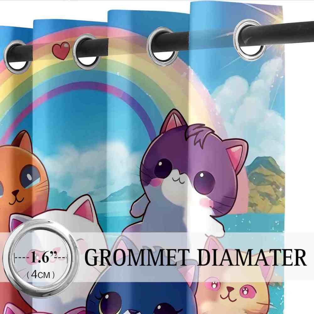 Rainbow Boat Cute Kitten Rainbow Curtains | CozyLil