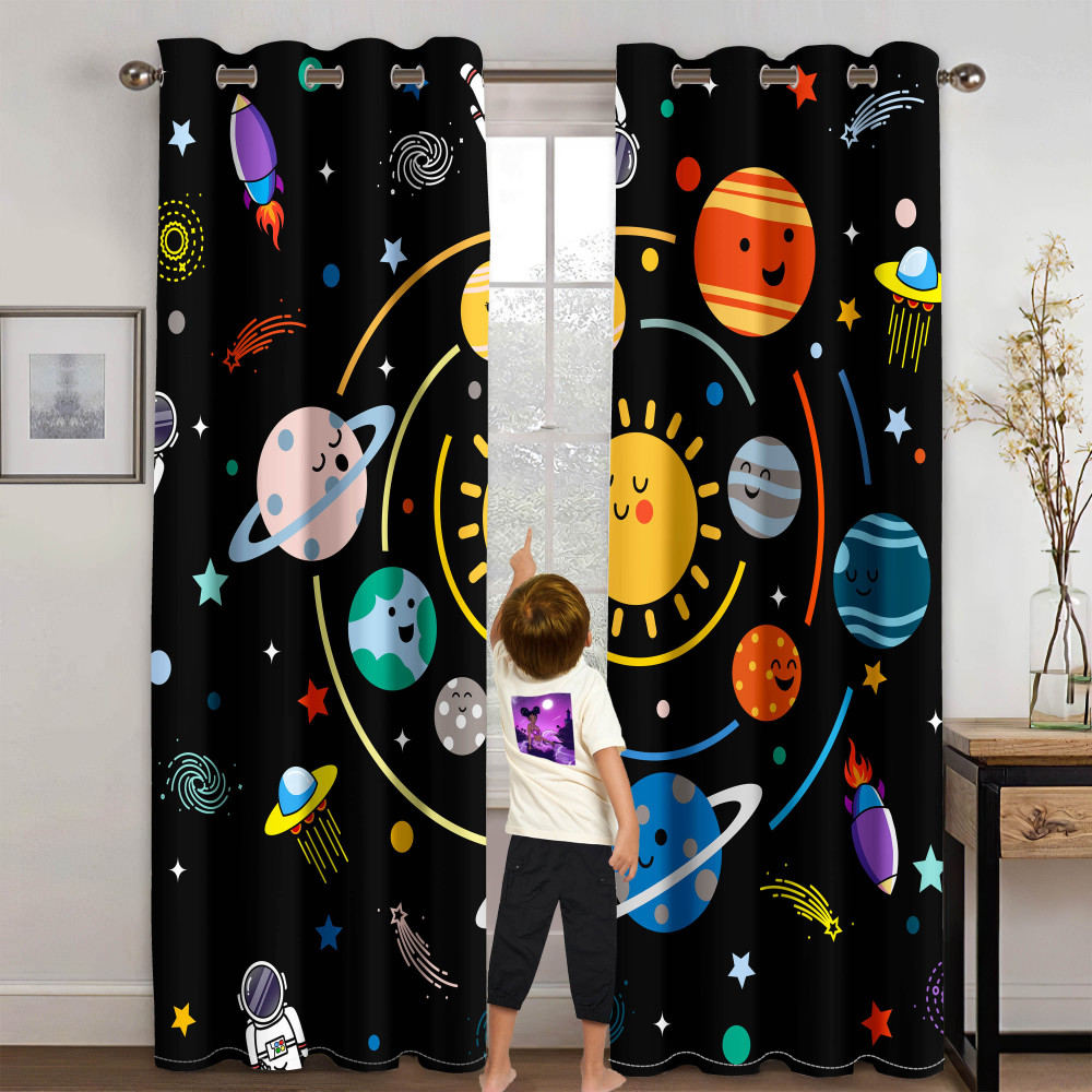 Kids Outer Space Planets & Astronaut Curtains | CozyLil