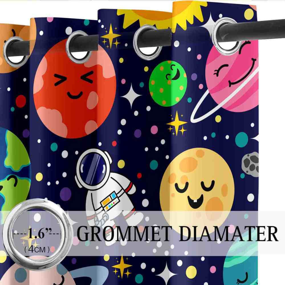 Deep Blue Galaxy Journey Kids Planet Curtains | CozyLil