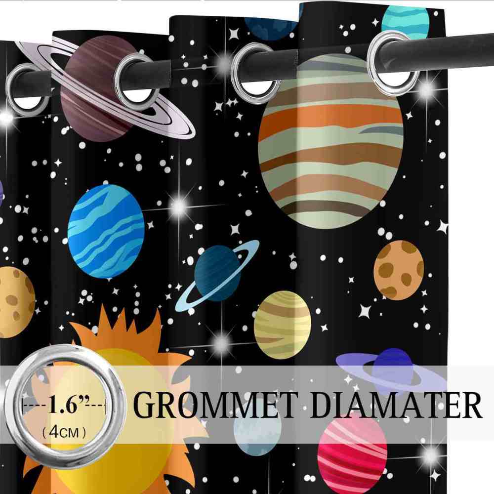 Realistic Solar System Educational Kids Curtains | CozyLil