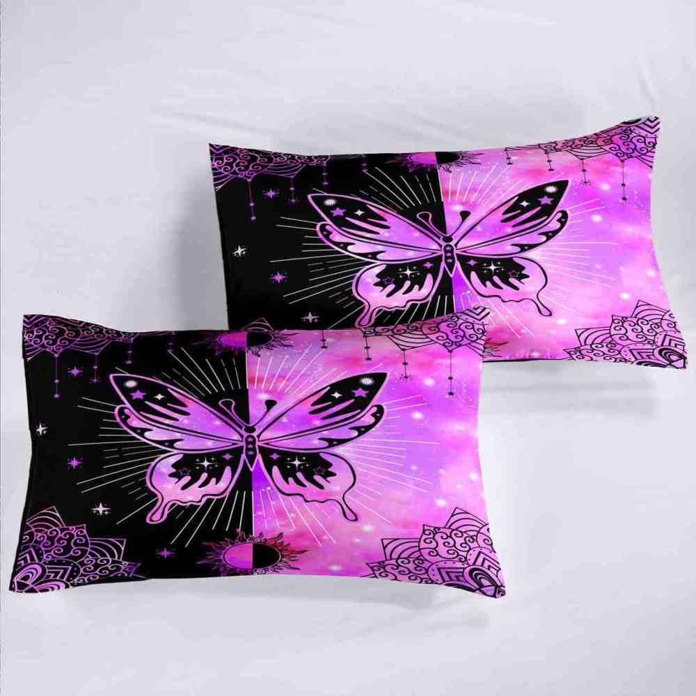 Pink Cosmic Mandala Butterfly Teen Comforter Set | CozyLil
