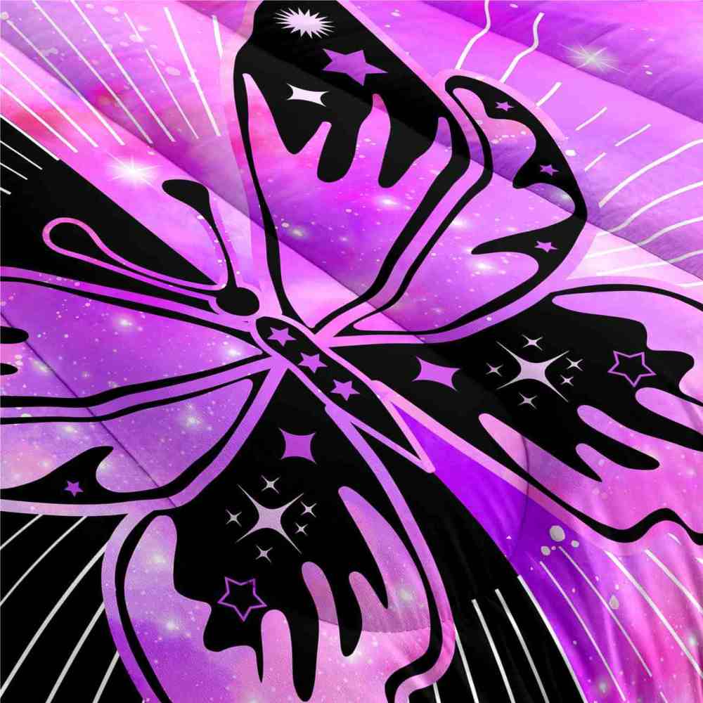 Pink Cosmic Mandala Butterfly Teen Comforter Set | CozyLil