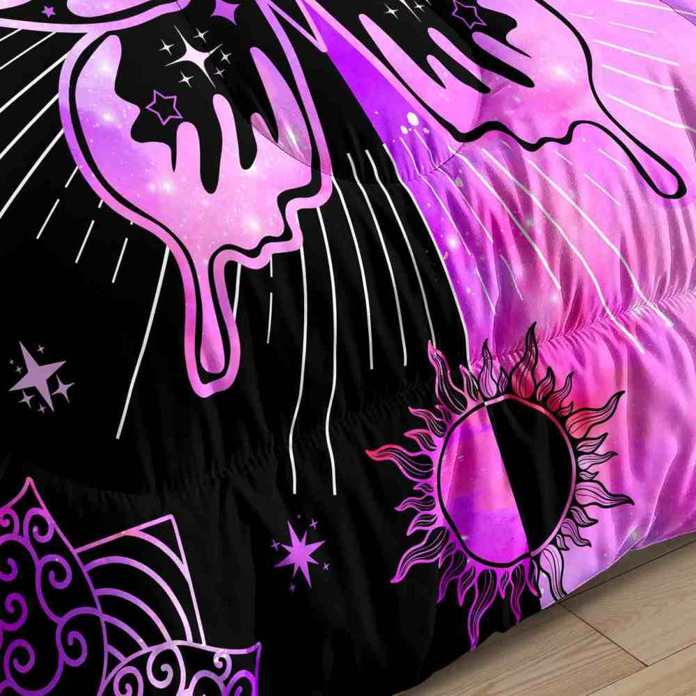 Pink Cosmic Mandala Butterfly Teen Comforter Set | CozyLil