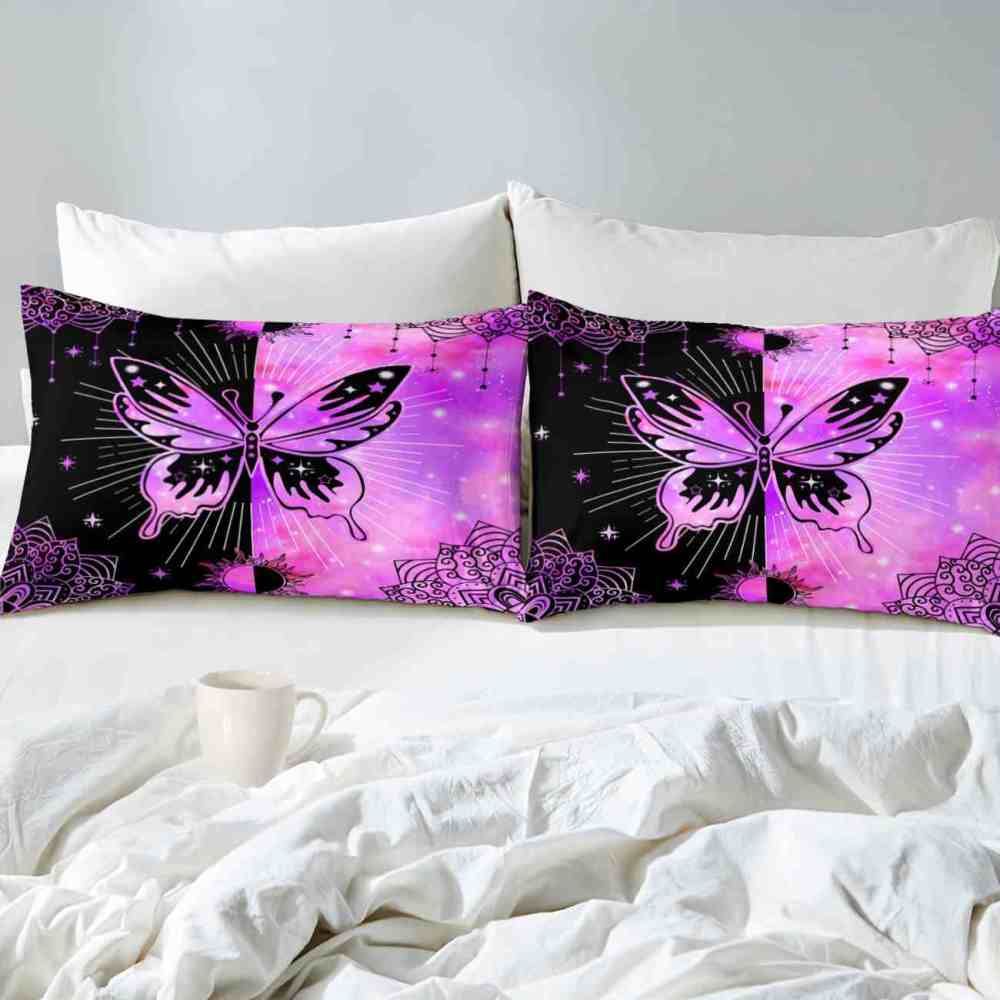 Pink Cosmic Mandala Butterfly Teen Comforter Set | CozyLil