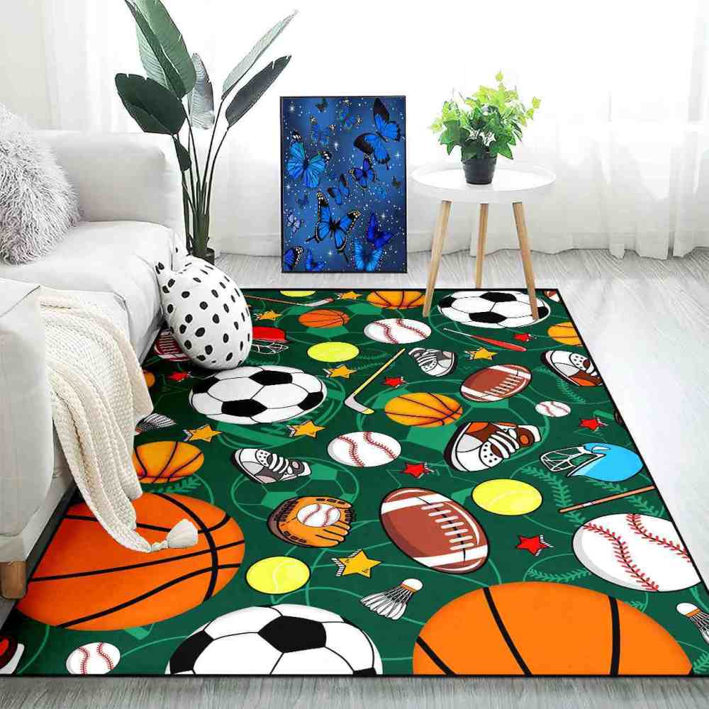 Green Multi Sports Pattern Area Rug | CozyLil