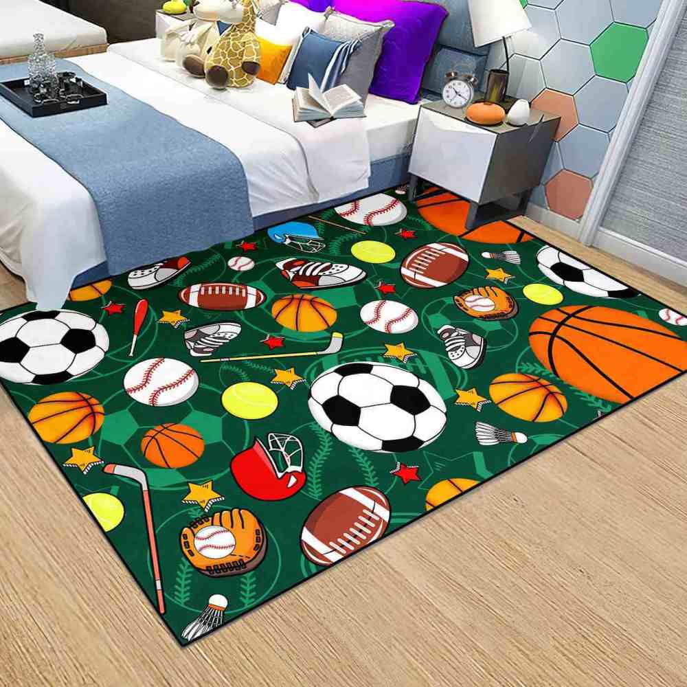 Green Multi Sports Pattern Area Rug | CozyLil