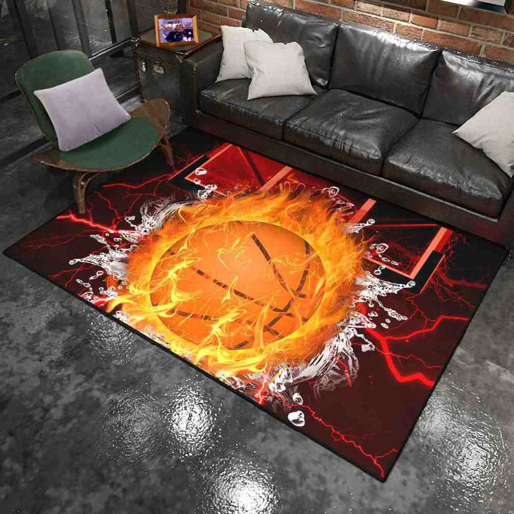 Red Lightning Splash Basketball Area Rug | CozyLil
