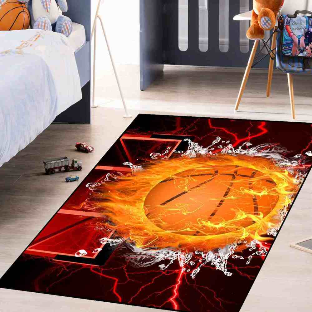 Red Lightning Splash Basketball Area Rug | CozyLil
