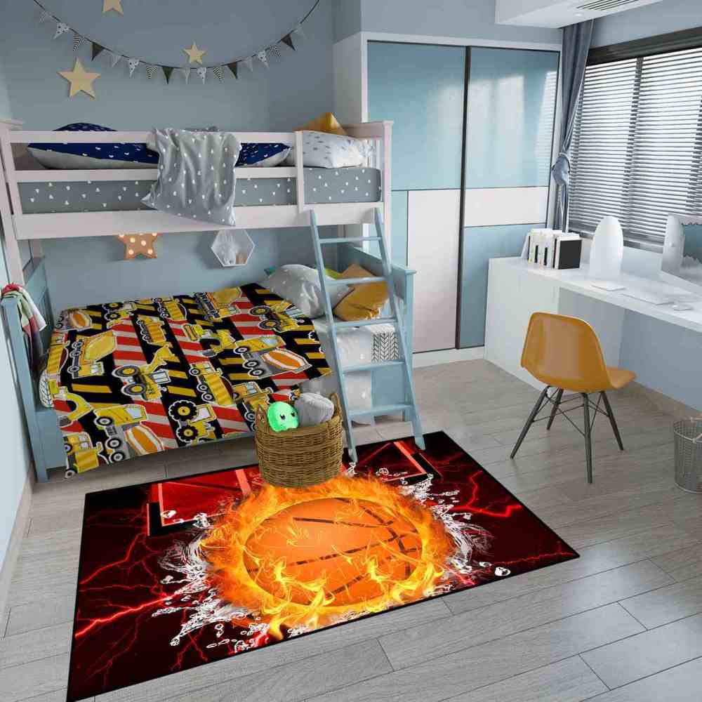 Red Lightning Splash Basketball Area Rug | CozyLil