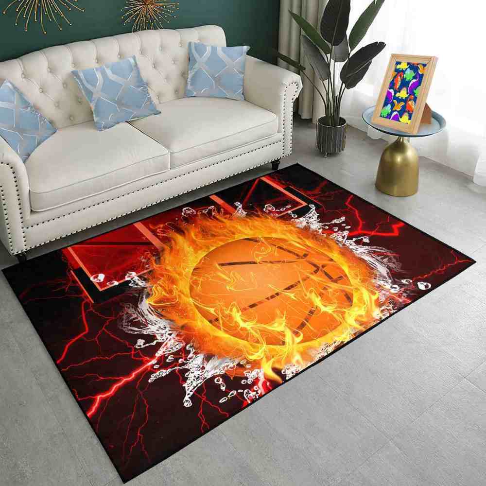 Red Lightning Splash Basketball Area Rug | CozyLil