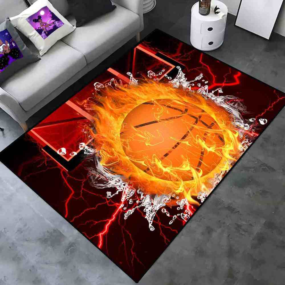 Red Lightning Splash Basketball Area Rug | CozyLil