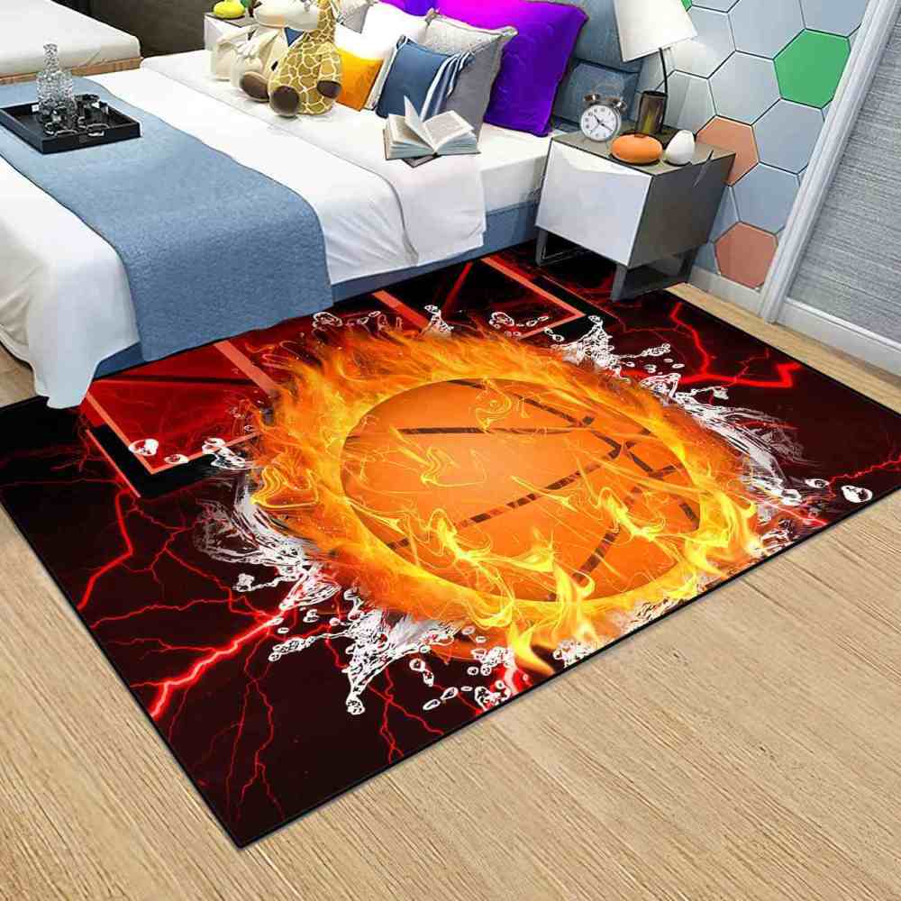 Red Lightning Splash Basketball Area Rug | CozyLil