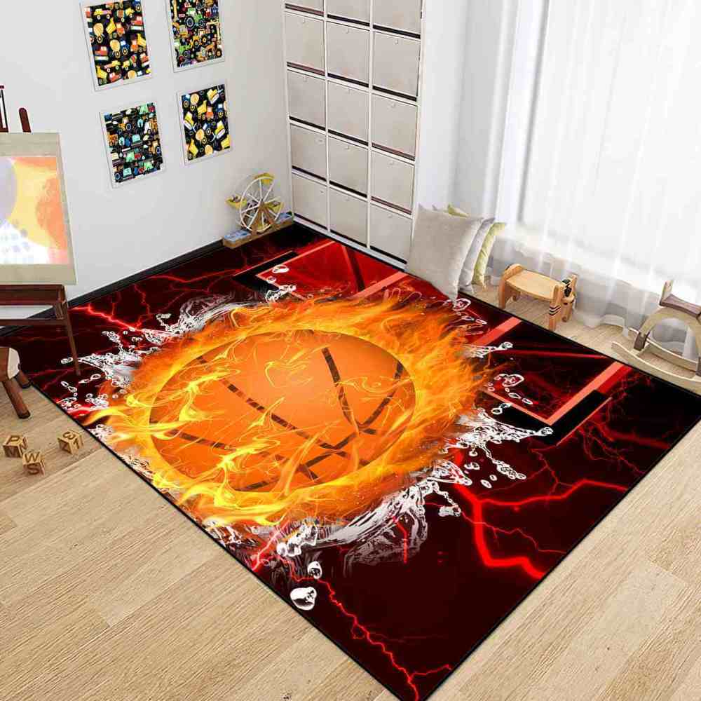 Red Lightning Splash Basketball Area Rug | CozyLil