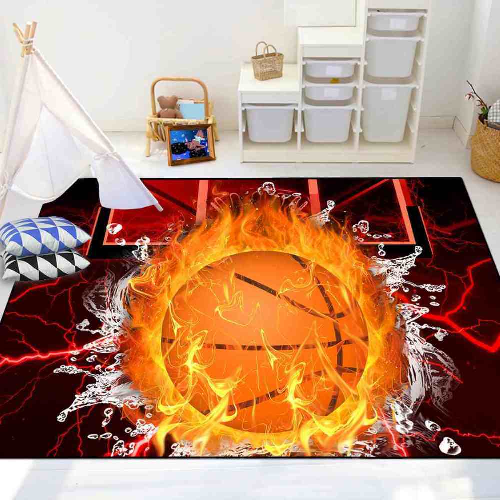 Red Lightning Splash Basketball Area Rug | CozyLil