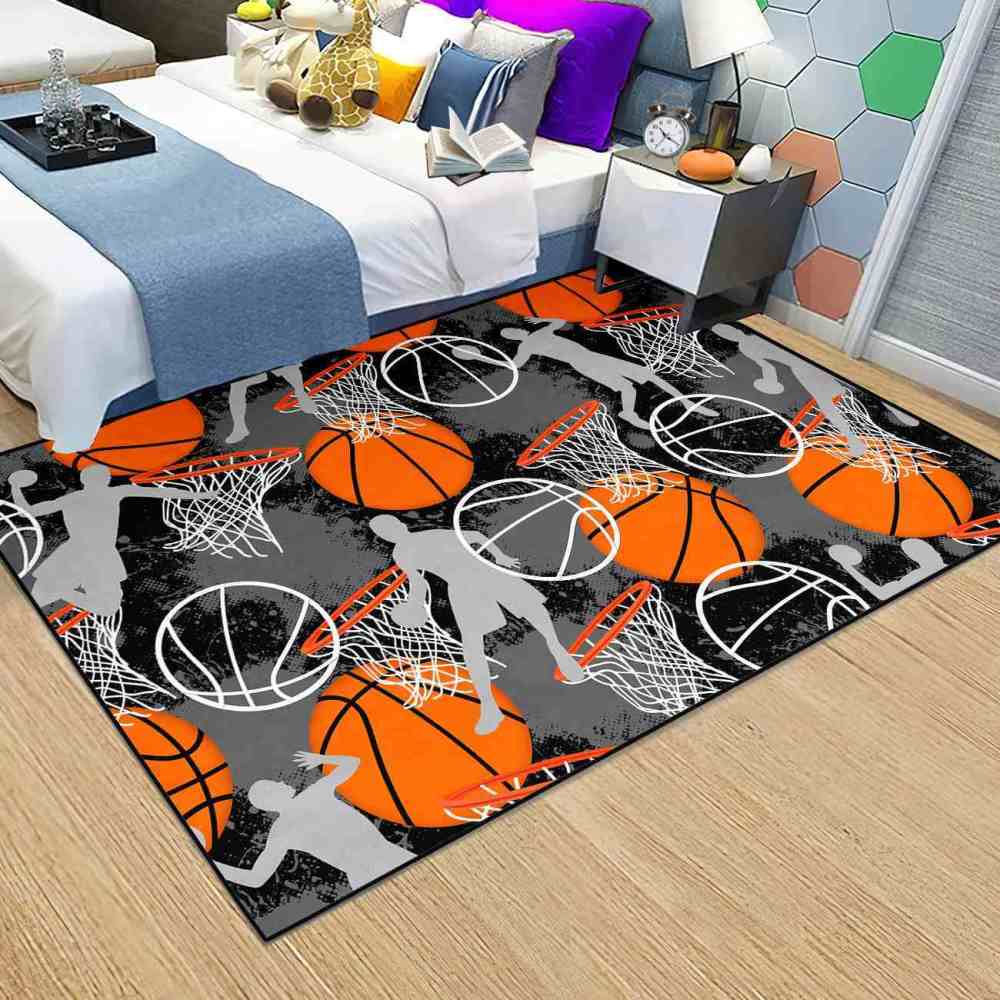 Basketball Player Silhouette Area Rug Non-Slip Boys Room | CozyLil