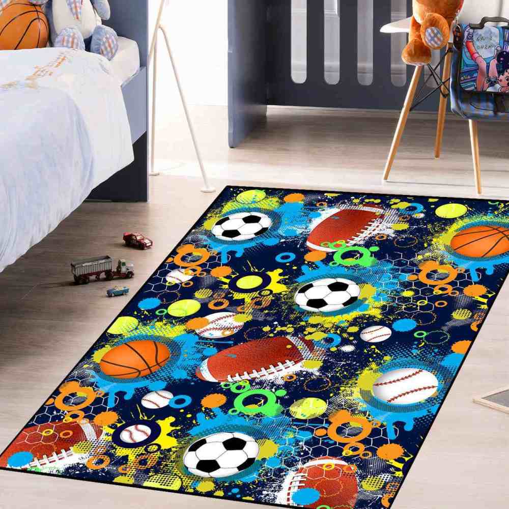Geometric Sports Honeycomb Area Rug Non-Slip Teen Room | CozyLil