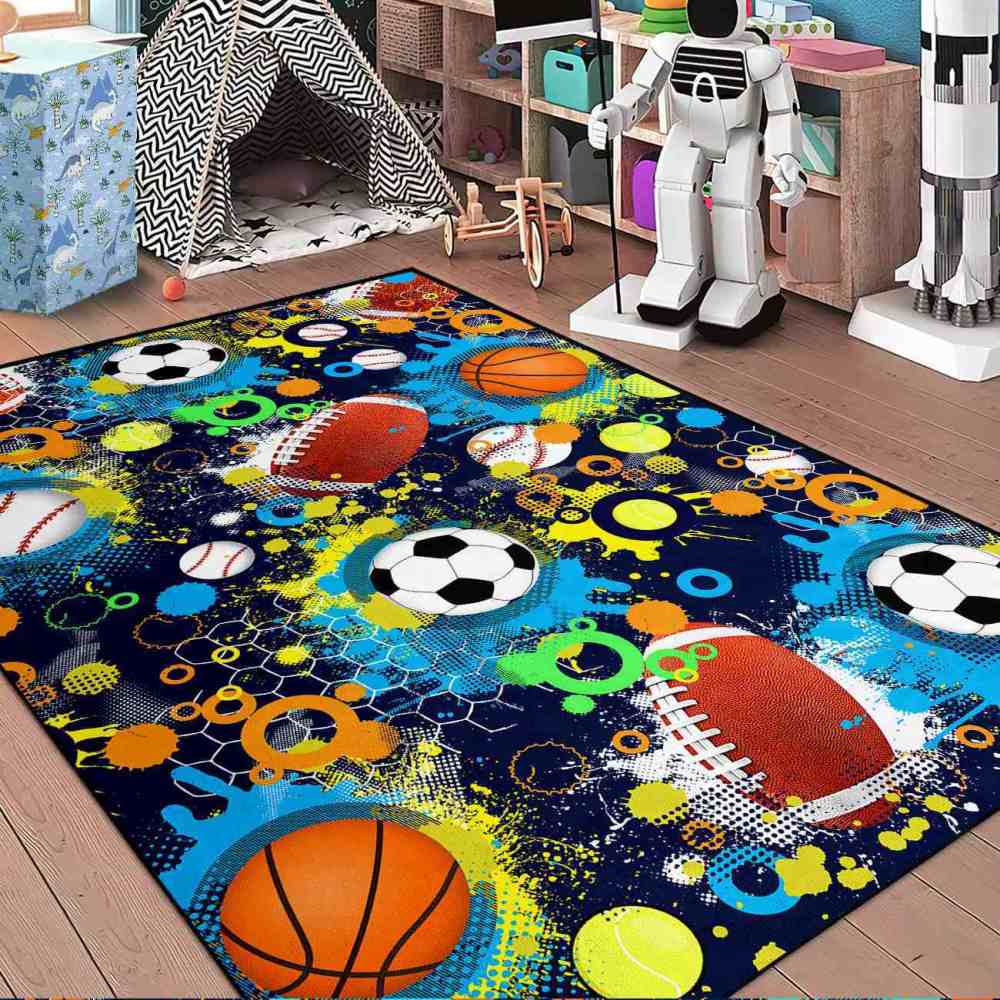 Geometric Sports Honeycomb Area Rug Non-Slip Teen Room | CozyLil