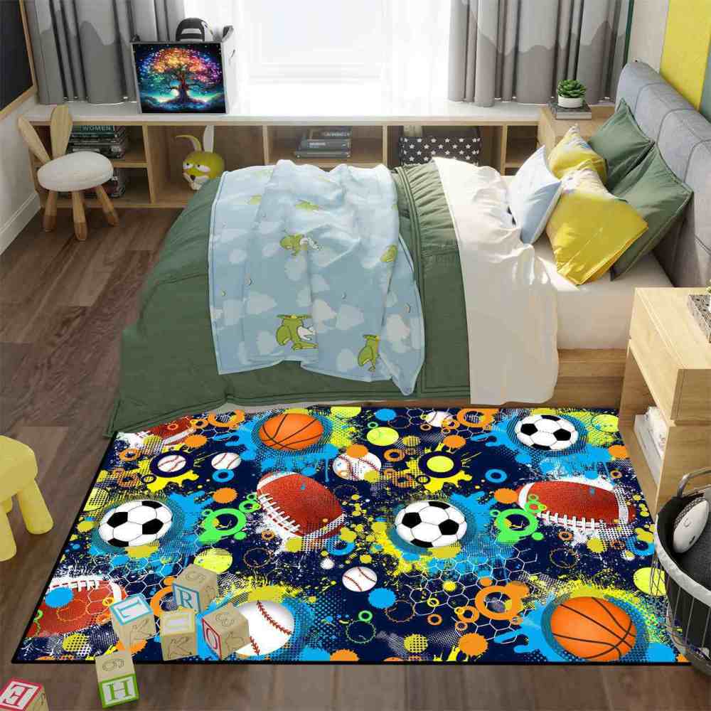 Geometric Sports Honeycomb Area Rug Non-Slip Teen Room | CozyLil