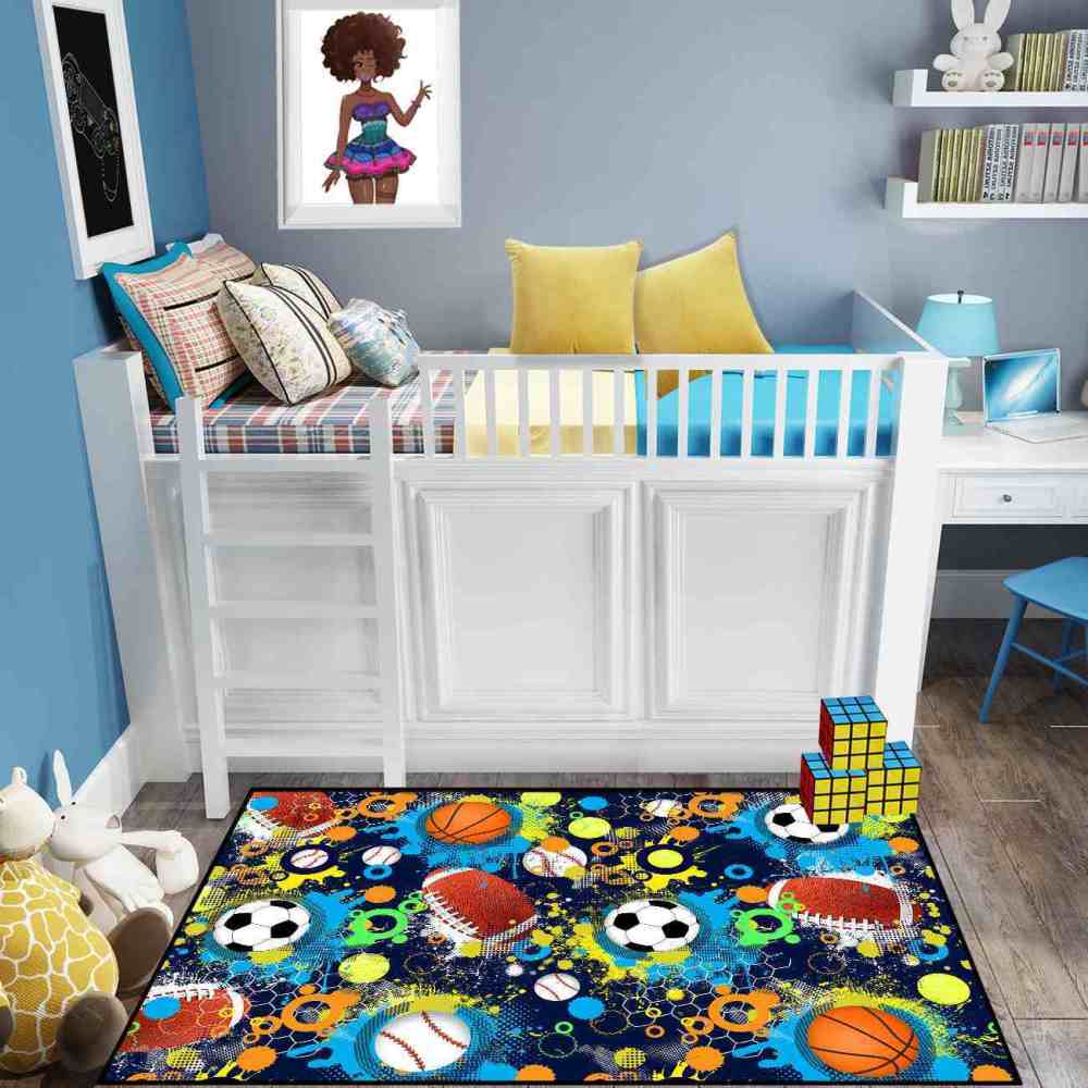 Geometric Sports Honeycomb Area Rug Non-Slip Teen Room | CozyLil