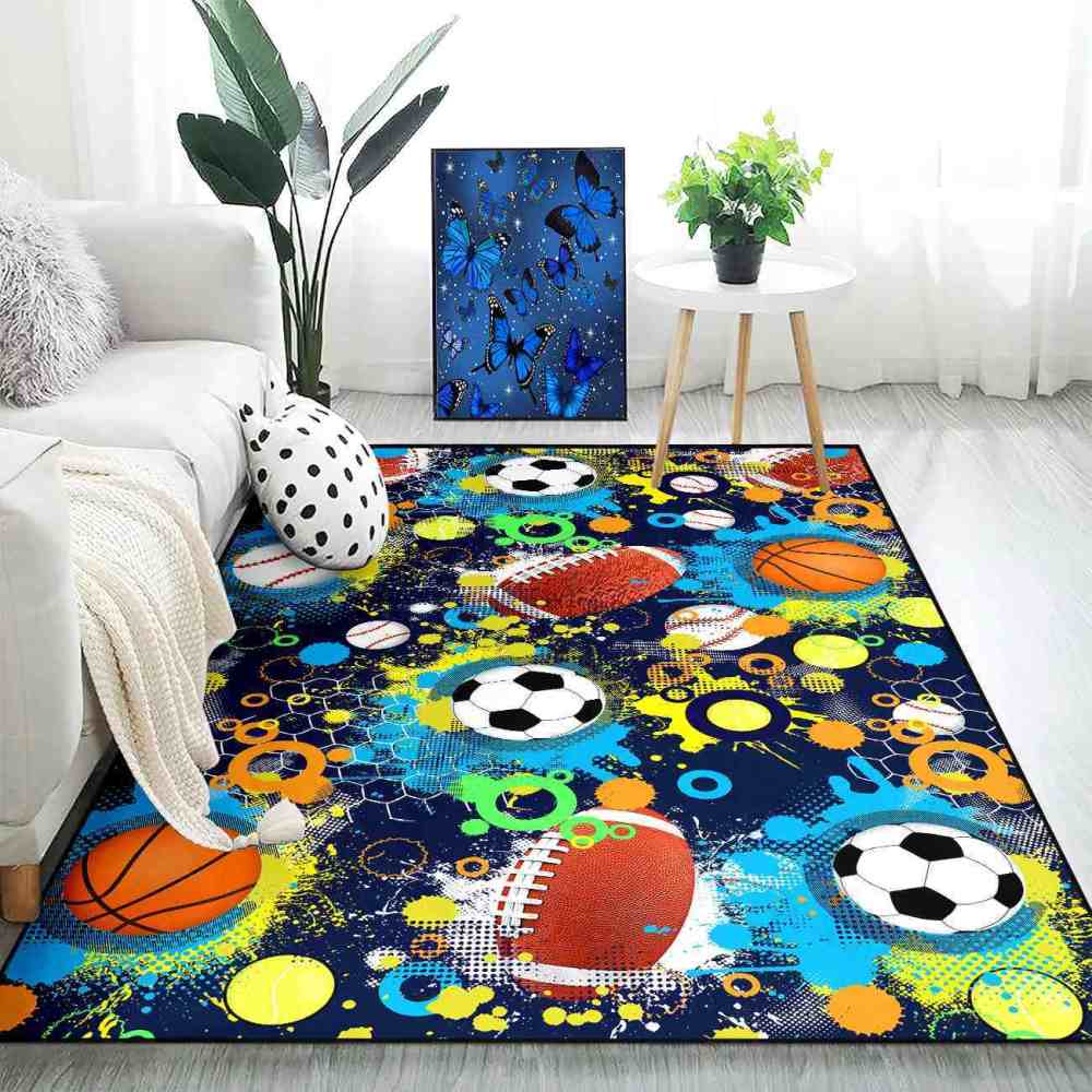 Geometric Sports Honeycomb Area Rug Non-Slip Teen Room | CozyLil