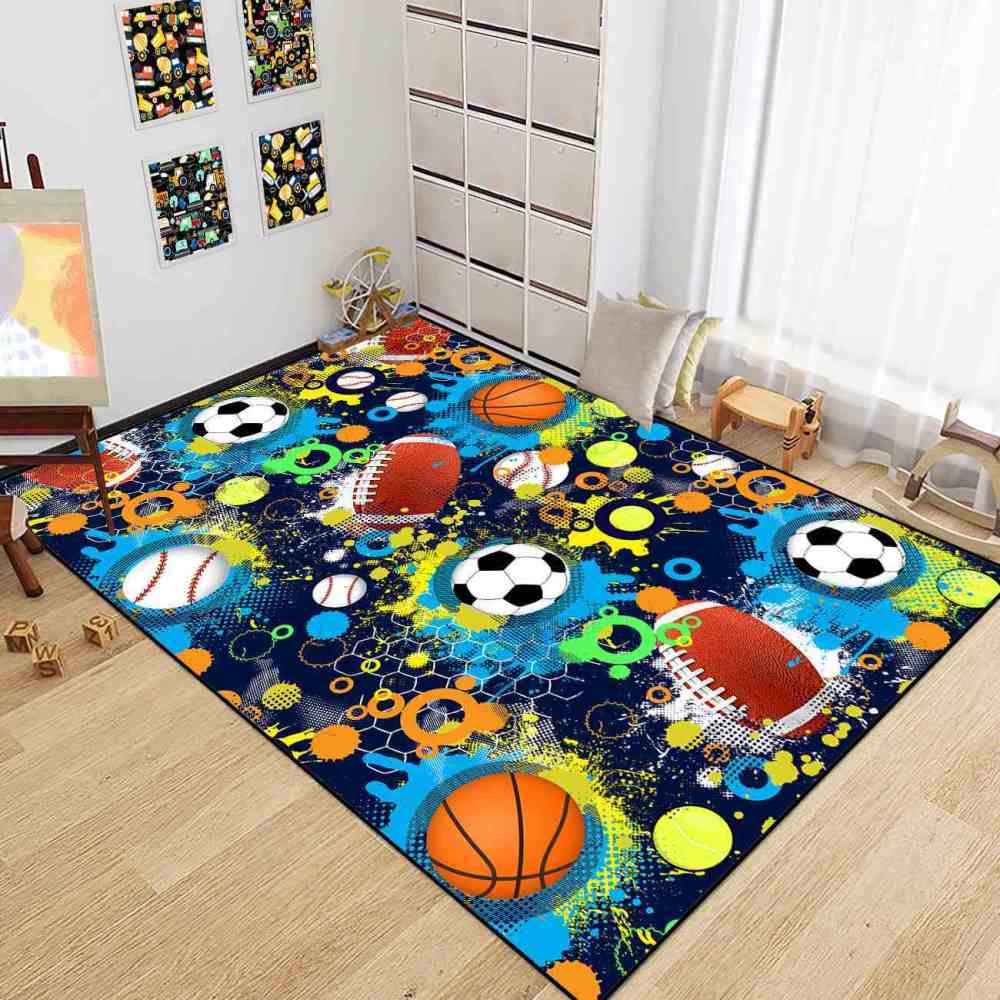 Geometric Sports Honeycomb Area Rug Non-Slip Teen Room | CozyLil
