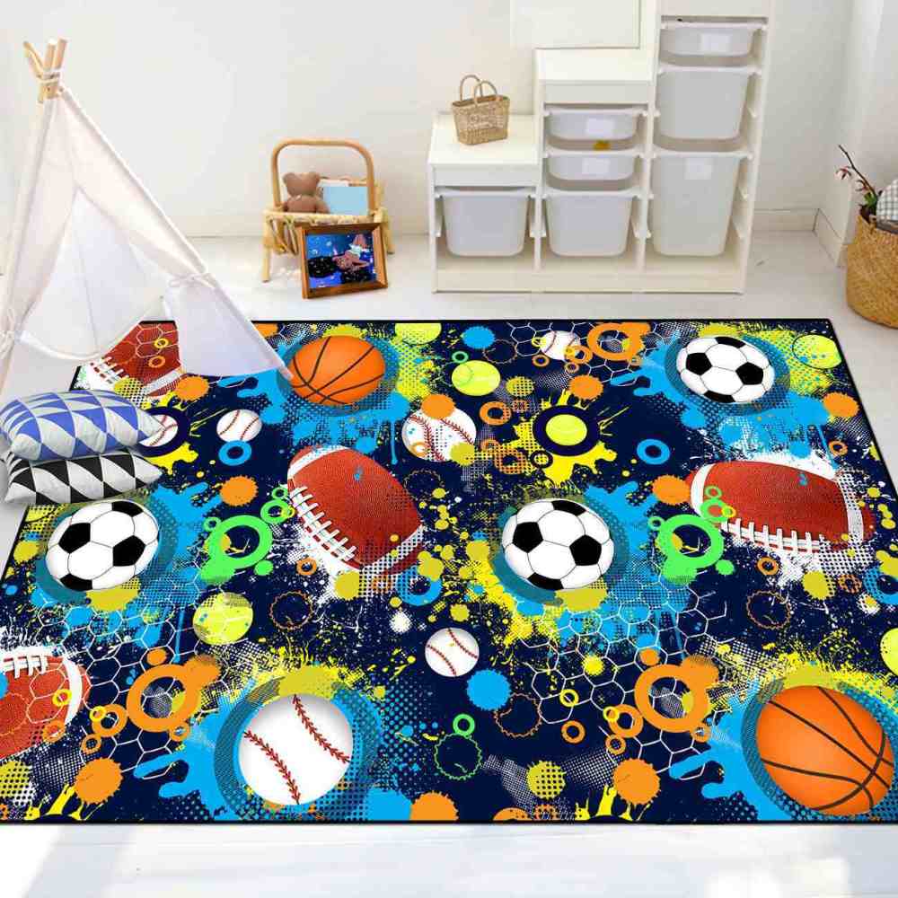 Geometric Sports Honeycomb Area Rug Non-Slip Teen Room | CozyLil