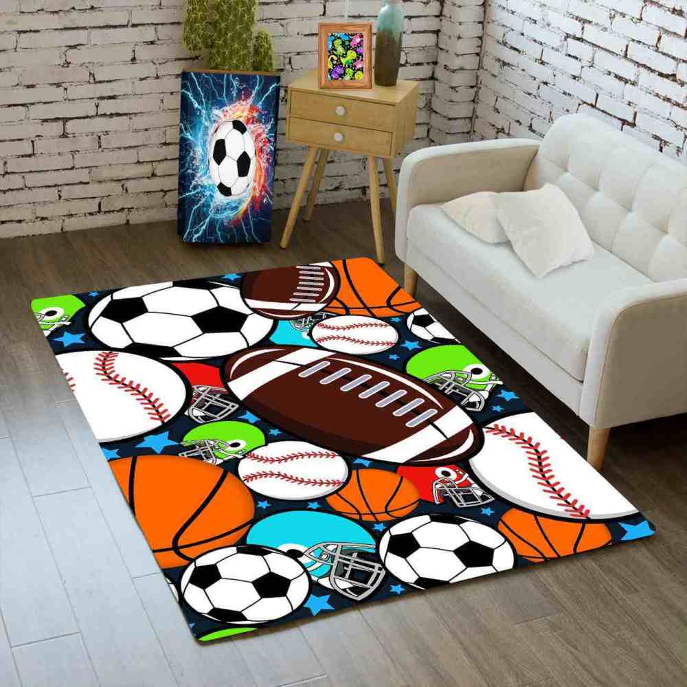 Giant Sports Balls Starry Pattern Rug Non-Slip Kids | CozyLil